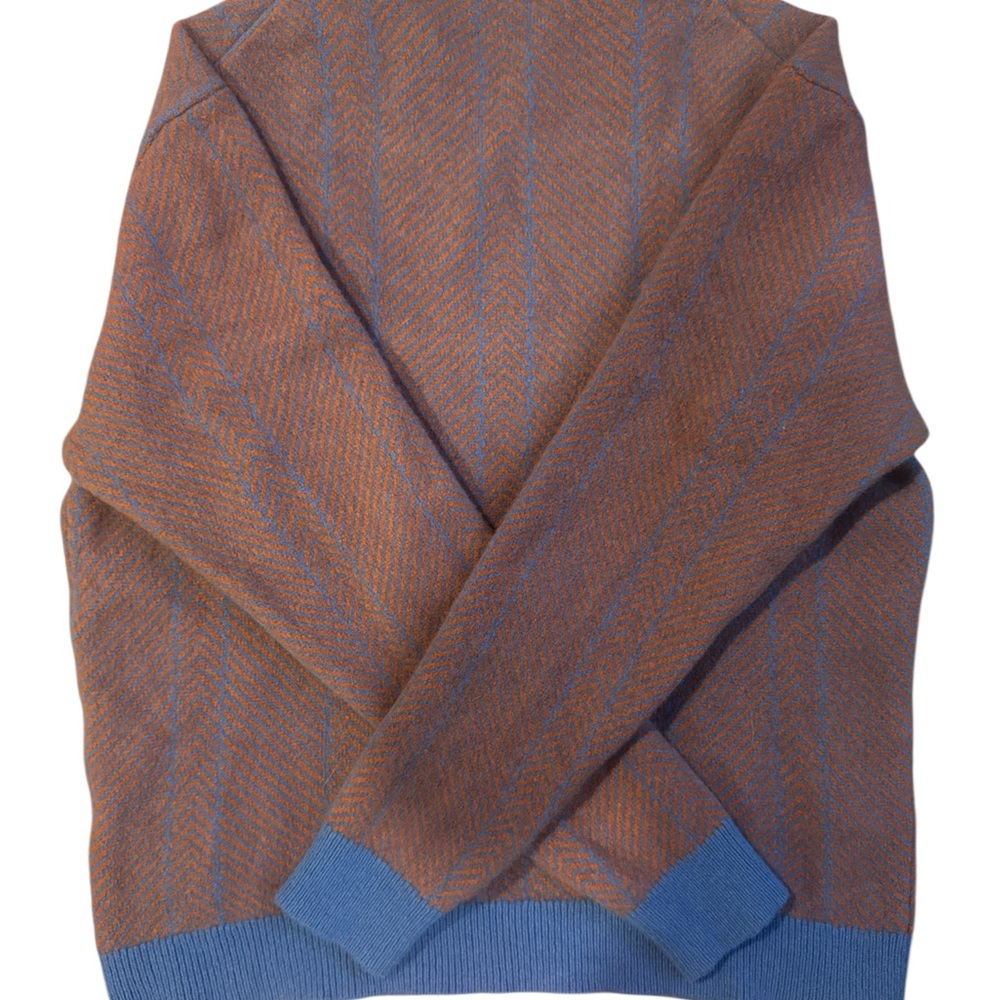 Uniqlo Men's Large Sweater in Brown with Blue Trim - Picture 2 of 5
